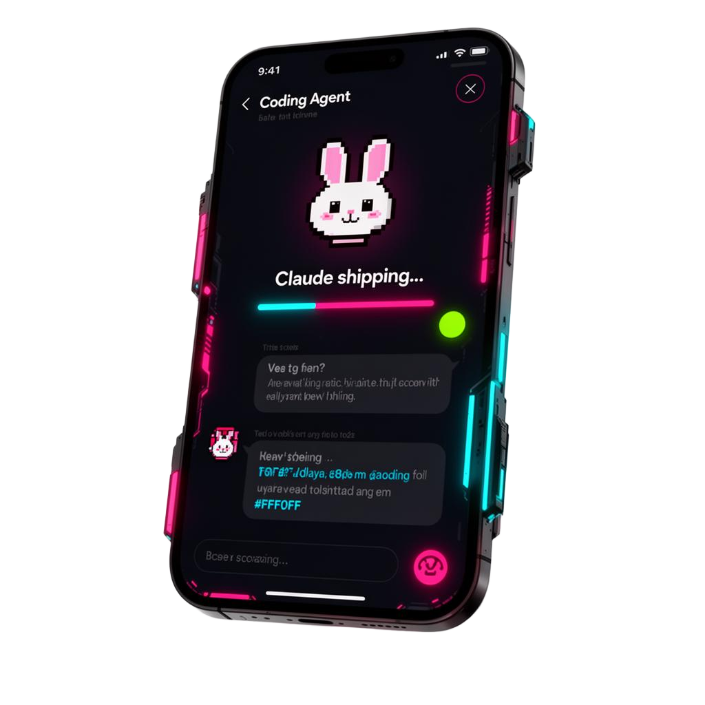 Bunny & Claude mobile app streaming a coding agent